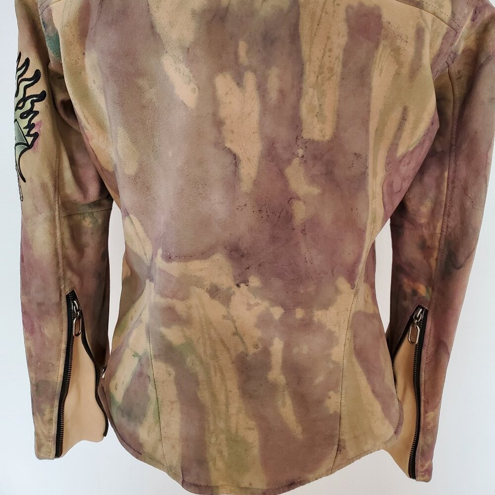 Harley suede Leather motorcycle jacket tan beige brown red gray green black 4 6 - Picture 3 of 13